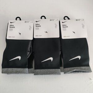 NWT 3 Pack Nike Spark Cushioned Crew Running Socks W 7.5-9 / M 6-7.5 Black